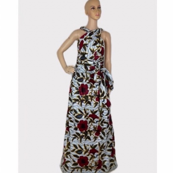 African Print Ankara Floral Print Infinity Maxi Dress - Picture 3 of 10